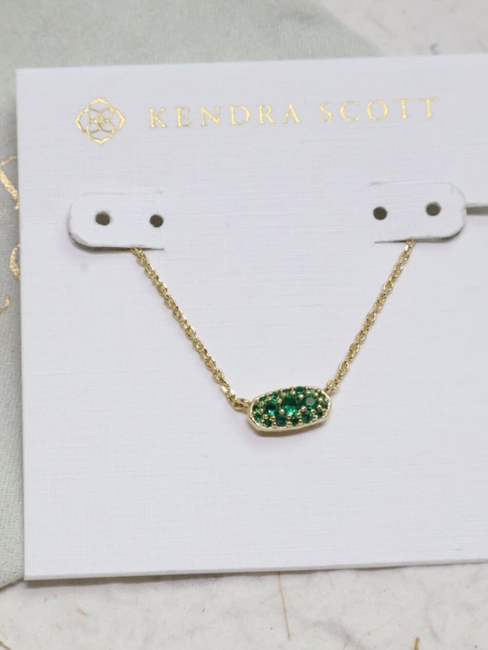 Kendra Scott Grayson Gold Crystal Necklace - Green